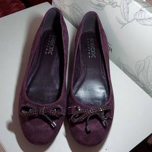 GEOX RESPIRA Plum Flats with metallic bows